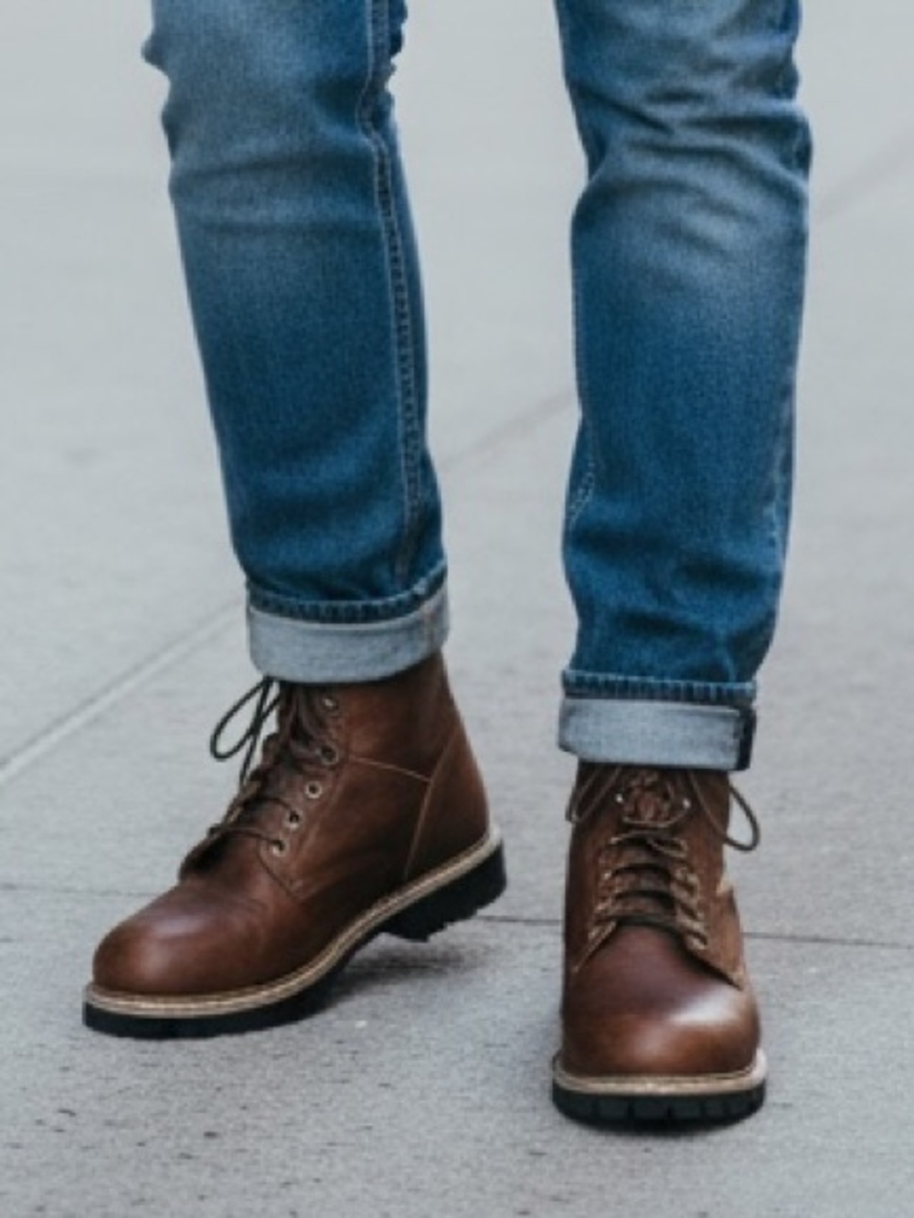 Men's Gravel Gear - Brown Leather Lace-Up Work Boots with Rugged Lug Sole